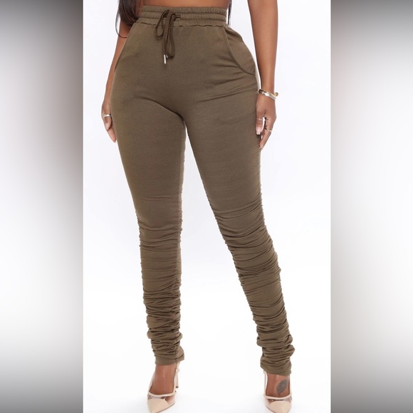 Stacked Pants (Olive) - Picture 2 of 3